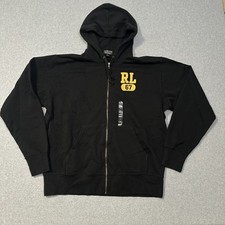polo ralph lauren hoodie full zip RL 67 L black sweatshirt jeans company new