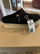 Clark s Women s Size 8 1/2 Wallabee Cup Black slip on slide loafer style