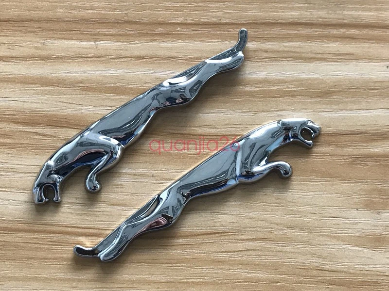 2PCS Metal Chrome 3D Emblem Sticker Car Body Rear Fender Badge For Jaguar - Image 4 of 4