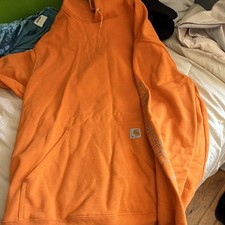 Carhartt Mens Orange Solid Pullover Hoodie w/...