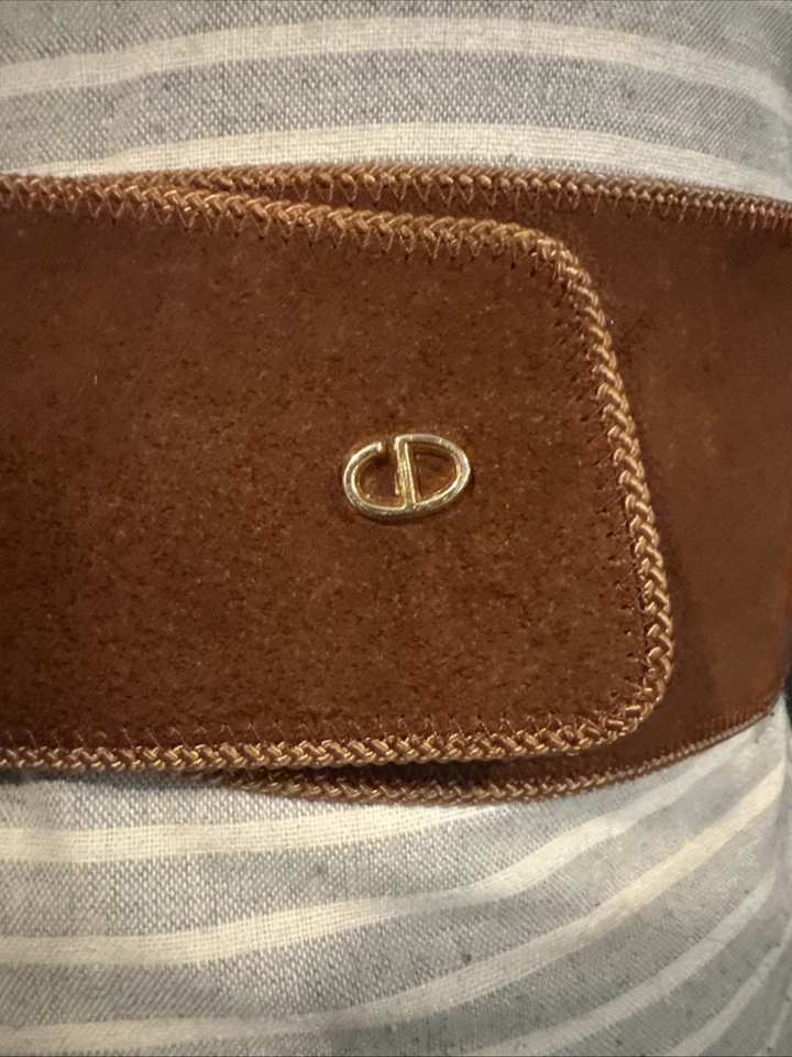 Vintage y2k Christian Dior by John Galliano Wide Brown Suede Leather Belt - Image 2 of 4