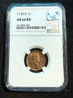 1938 D LINCOLN WHEAT CENT NGC MS 66 RD 006