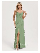 Trumpet/Mermaid V-Neck Floor-Length Chiffon Bridesmaid Dress Basil One Size