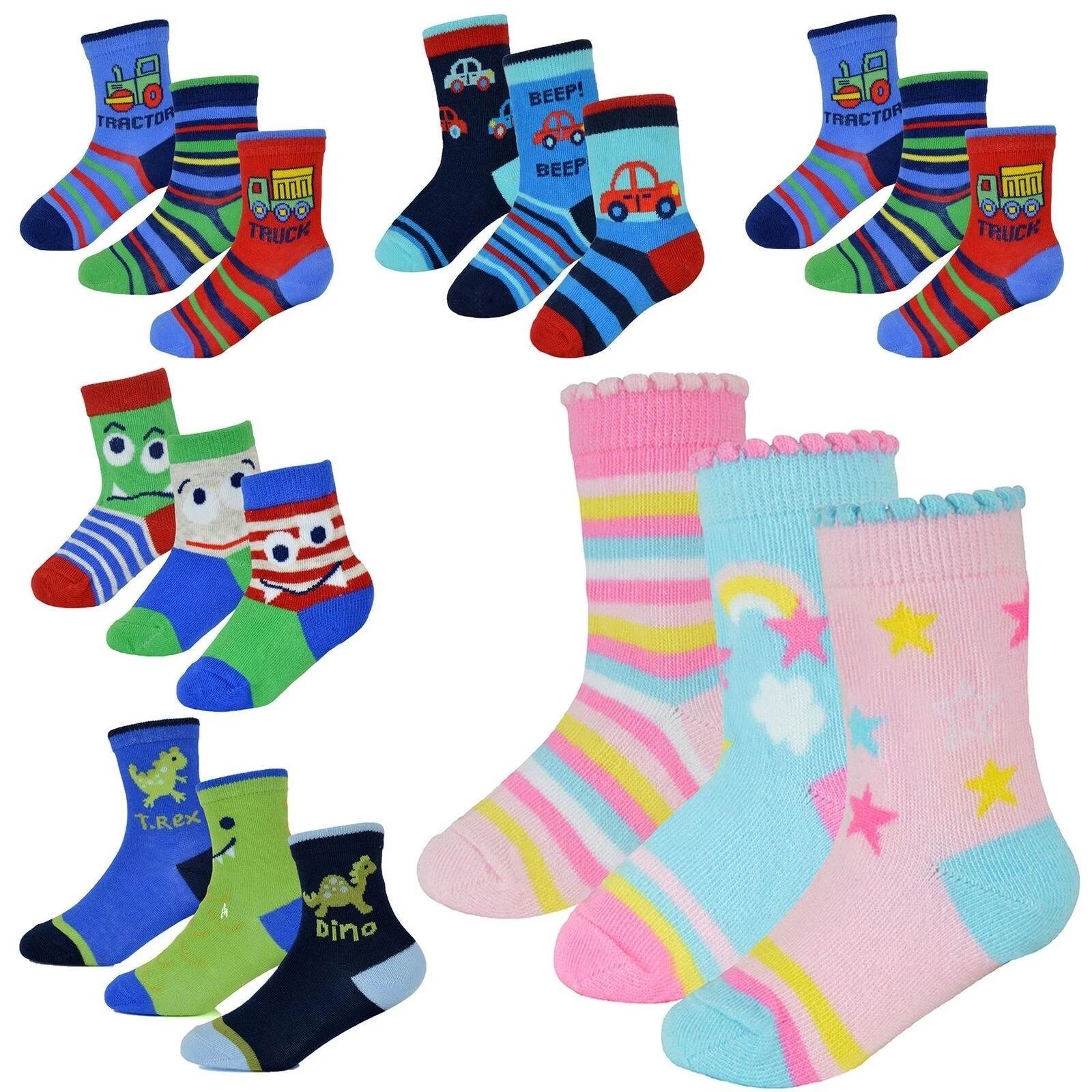 Infant Baby Girls Boys Multi Design Pack of 3 Kids Newborn Footwear Socks
Opens in a new window or t