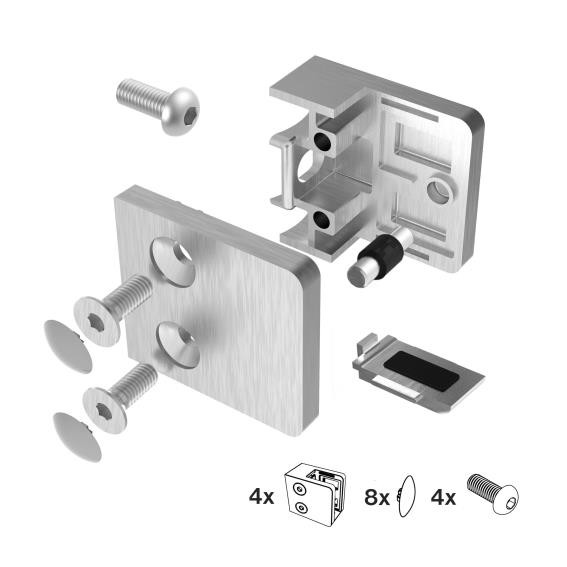 Glashalter Set Edelstahl Aisi 304 Geschliffen 4 StüCk Glasklemme V2A-image
