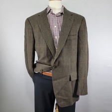 VTG JOS A BANK Men's Sport Coat Blazer Two Button Brown Plaid Wool Size 46R