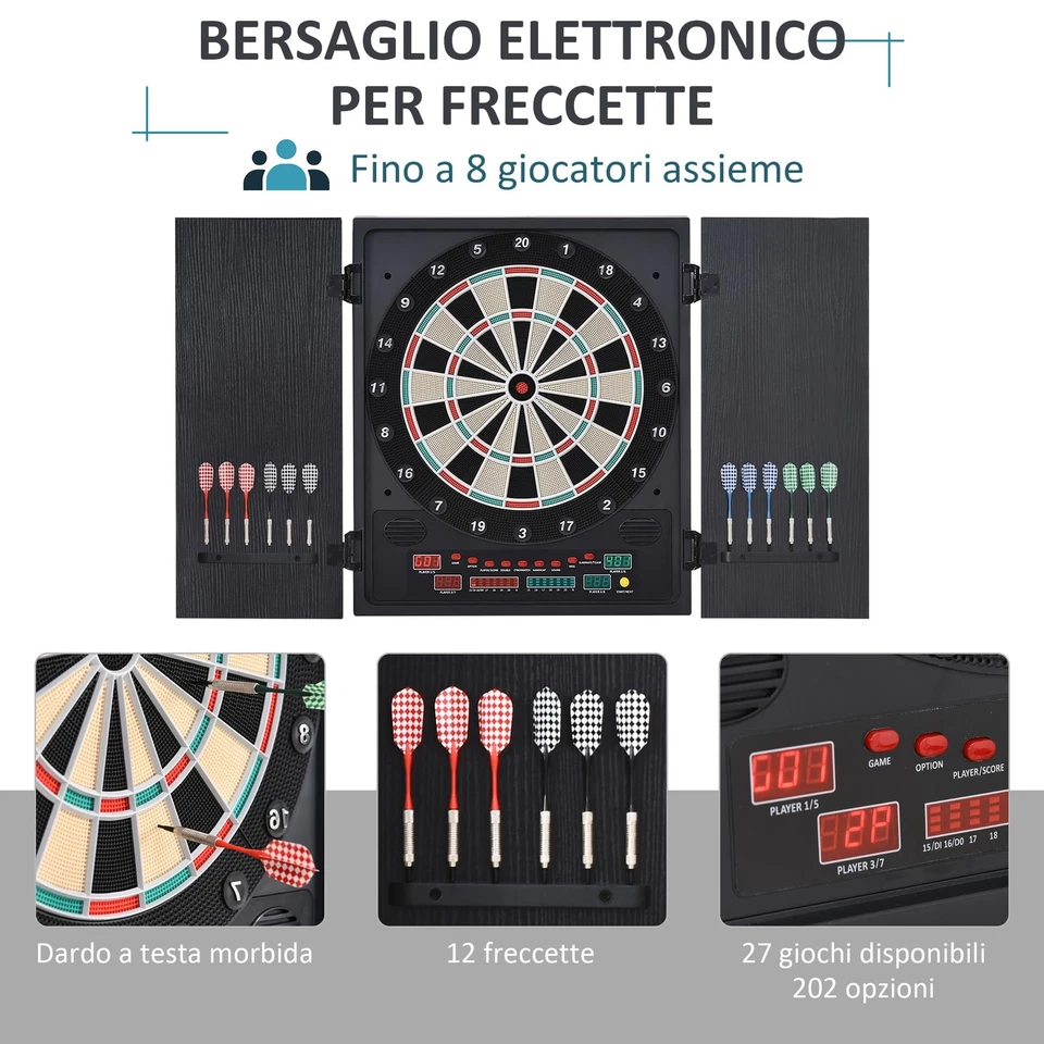 HOMCOM Bersaglio Freccette Elettronico con 6 Display Bersaglio Professionale con - Immagine 3 di 4