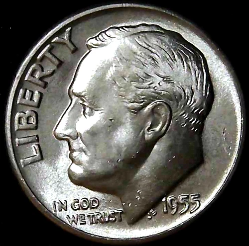 1955-D 10C Roosevelt Dime BU 90% Silver 26owt0223-3