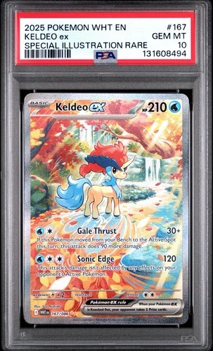 2025 POKEMON WHT EN-WHITE FLARE SPECIAL ILLUSTRATION RARE #167 KELDEO EX PSA 10