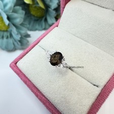 Natural Smoky Quartz, 925 Sterling Silver, Engagement Ring, Smoky Quartz Ring