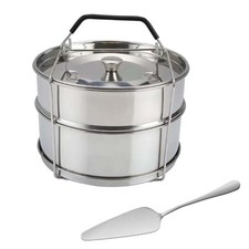 Stainless Steel Steamer Set with Pie Pizza Server Cooker Inserts