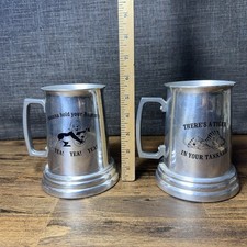 2 anciennes tasses/barres bière Hamms aluminium logo arbre fond clair Beatles tigre