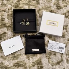 MIU MIU Black Enamel Gold Tone Earrings Set 3...