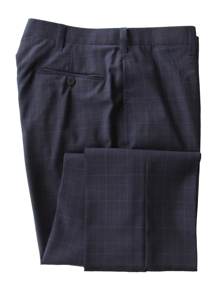 Cesare Attolini Dark Blue Wool Blend Window Pane Suit - 36/46 - (CA216222) - Image 3 of 4