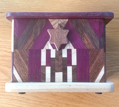 Tzedakah Charity Box Mixed Hardwoods Hand Crafted Star of David Judaica
