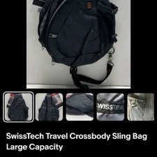 Swiss Tech Crossbody Sling Bag, Black - Multi-Pocket Organizer 