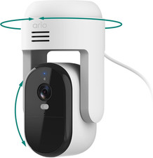 Arlo Essential Pan Tilt Security Camera 2K - Wired Plug-In Power Outdoor Camera,