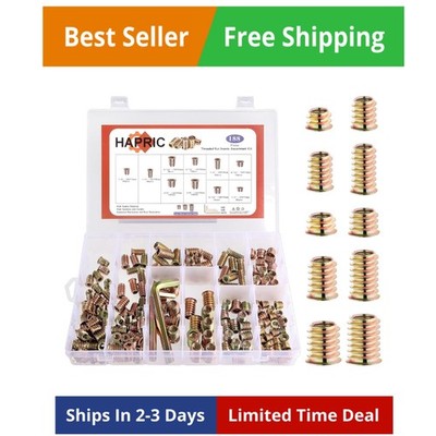191 PCS Threaded Inserts for Wood, 1/4''-20, 5/16''-18, 3/8''-16 Threaded Wood I...