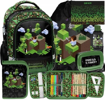Minecraft Games Pixel 6 tlg Set Tornister Ranzen Schulranzen rucksack Federmappe