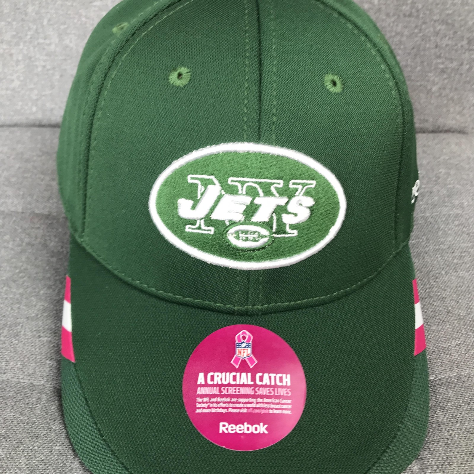 New York Jets Hat Cap Strap Back Mens One Size Green Pink NFL Football Reebok thumbnail 3