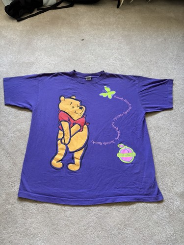 Vintage 90s Disney Winnie The Pooh Butterfly Fluttery Purple T-Shirt Size XL