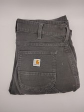 Carhartt Women s Rugged Flex Relaxed Fit Gray Pants Jeans Canvas Sz 2 Distressed