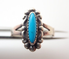 Vintage Wheeler Manufacturing WM Signed Turquoise Sterling Silver Ring Sz 8