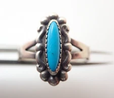 Vintage Wheeler Manufacturing WM Signed Turquoise Sterling Silver Ring Sz 8