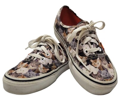 Vans X ASPCA Cat Kitten Kitty Women's Size 7 Lace Up All Over Print Casual Shoes