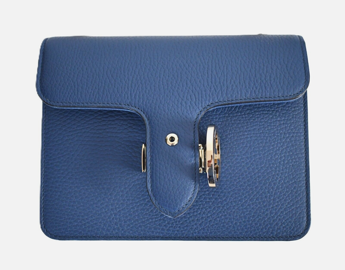 🆕️GUCCI DOLLAR CALF Blue Calfskin Leather INTERLOCKING GG SMALL