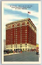 St Louis Missouri~Hotel Melbourne On Lindell Blvd @ Grand Avenue~Linen Postcard