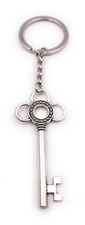 Keychain Key Door Opener with Circles Scroll Silver Pendant