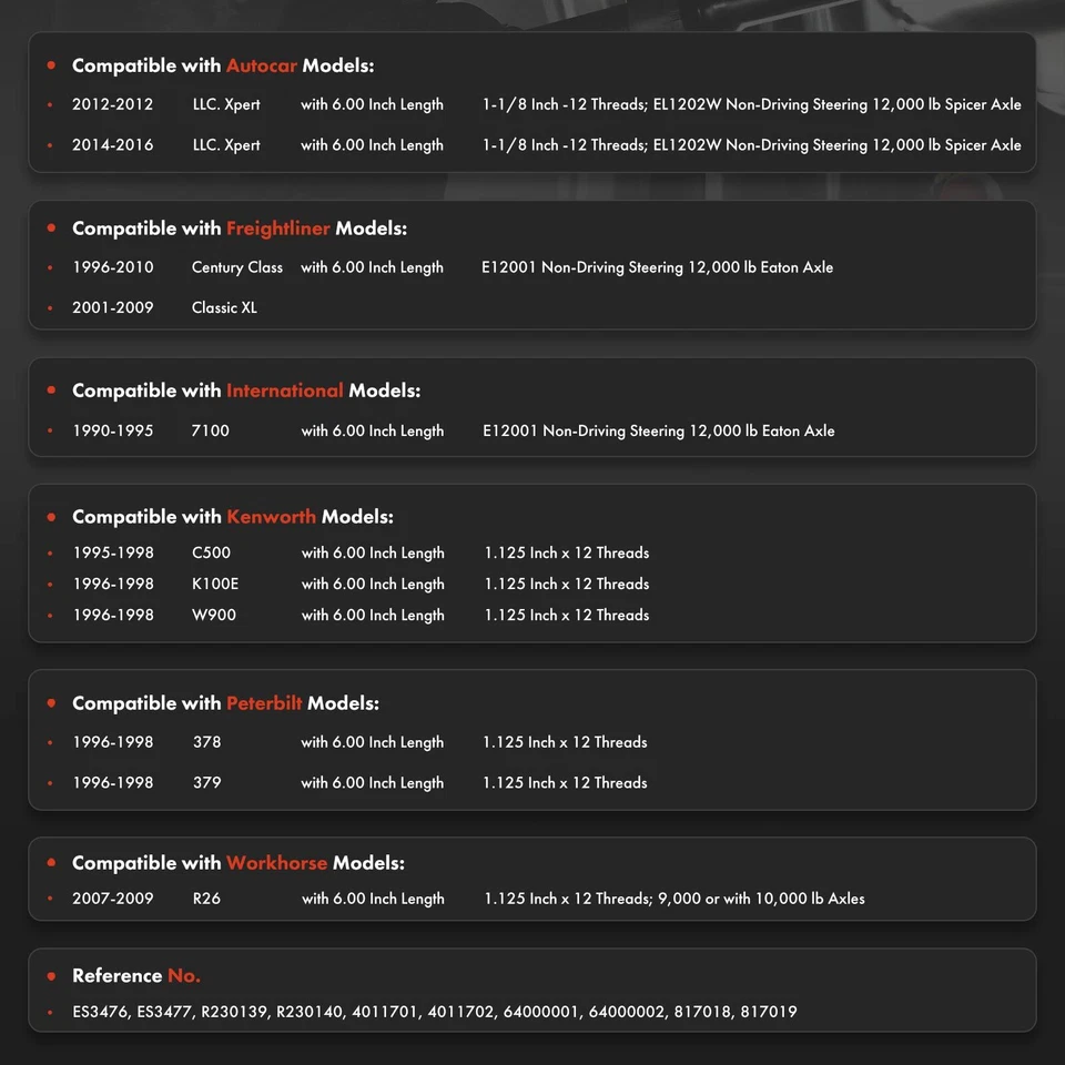 Extremo de barra de amarre exterior delantero 2 piezas para International 7100 Freightliner Century Class Foto 2 de 4