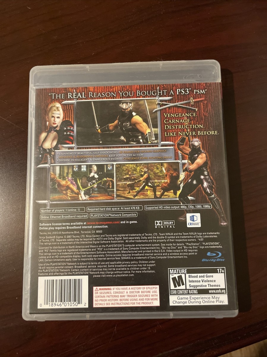 Ninja Gaiden Sigma Sony PlayStation 3 PS3 Game Complete With