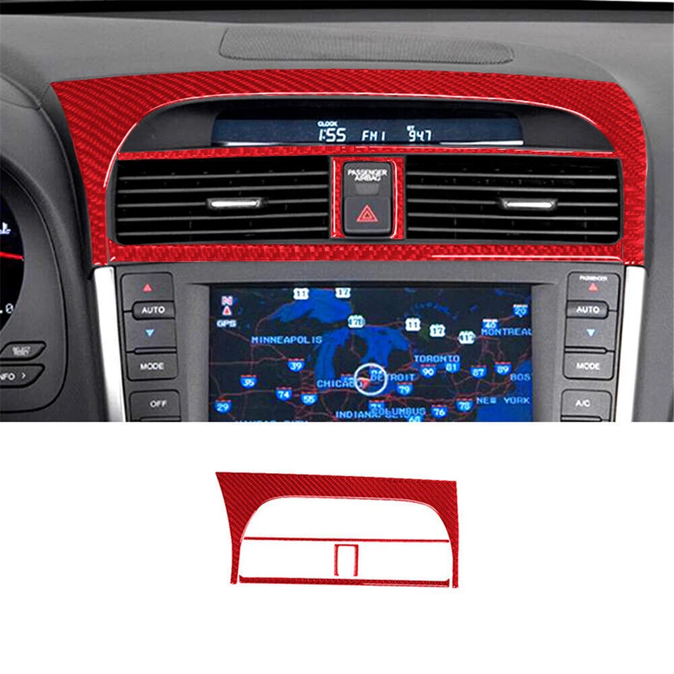 Kit de cubierta interior completo de fibra de carbono rojo 27 piezas para Acura TL 2004-2008 Foto 3 de 4