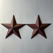 SET of 2 BURGUNDY BLACK BARN STAR STARS 5.5" PRIMITIVE COUNTRY METAL FARMHOUSE