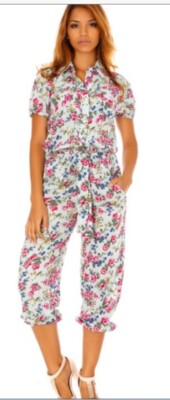 Jumpsuit Overall Einteiler geblümt Gr. S M 34 36 38 Top Sommer Flower Hosenanzug