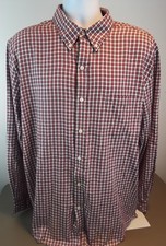 CHAPS Classic Fit Button Down Collar Mens XL Red, Black, White Plaid Dress Shirt