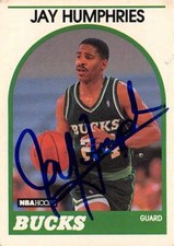 Jay Humphries autographed Basketball Card Milwaukee Bucks 1989 Panini Hoops #298