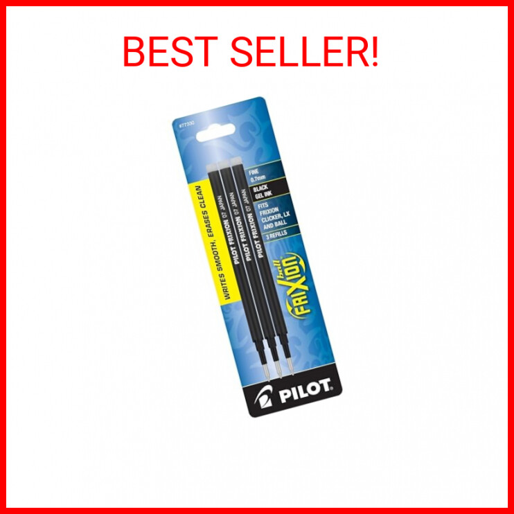 Pilot, FriXion Ball Gel Ink Refills for Erasable Pens, Fine Point 0.7 mm, Pack o