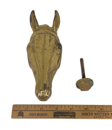 Vintage Solid Brass Horse Head Door Knocker - 1949 Waynesboro VA Metalcrafters - Afbeelding 1 van 6