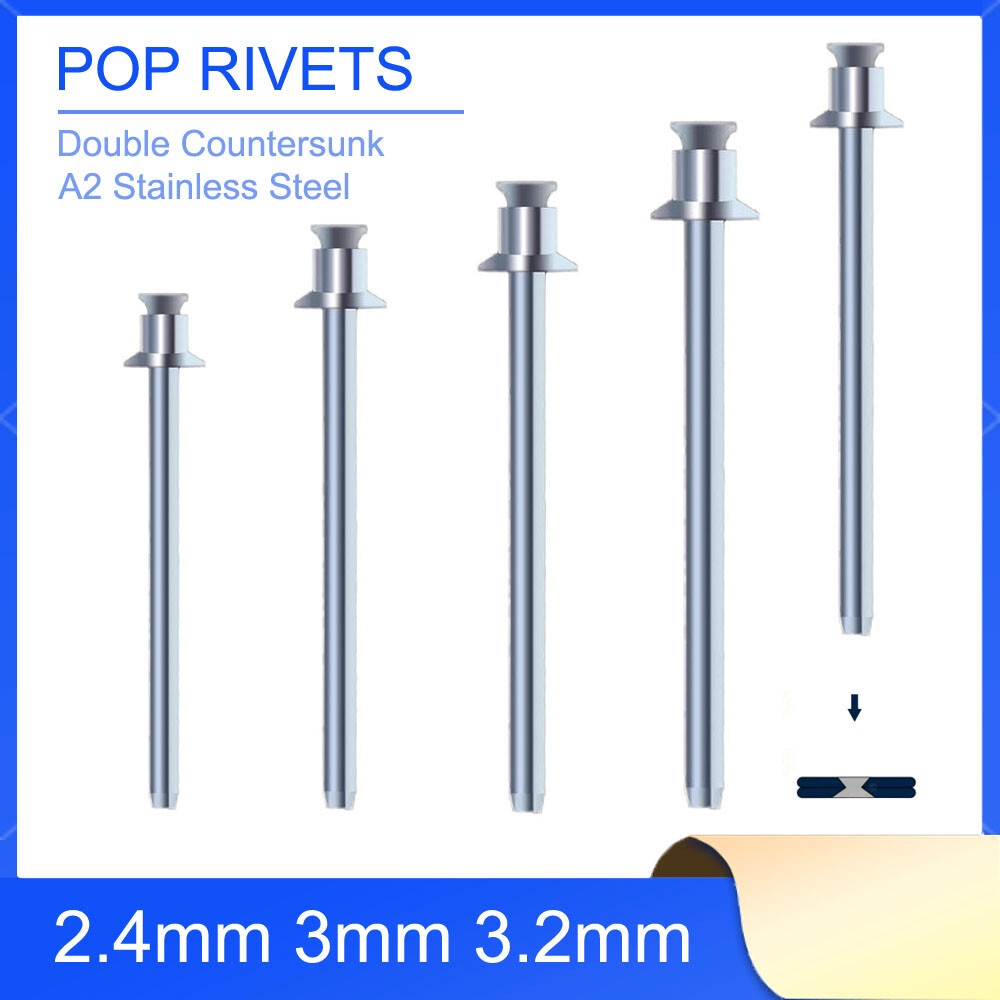 POP RIVETS DOUBLE COUNTERSUNK HEAD OPEN BLIND A2 STAINLESS STEEL