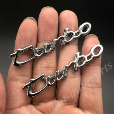 2-Pack Chrome Metal Turbo “T” Emblem Badges – For Car Trunk, Tailgate Decal Stickers-303144