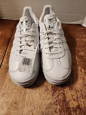 adidas Womens Gazelle Bold Sneaker, Triple White, IE5130