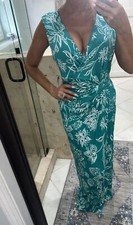 Chaps Women Floral Jersey Maxi Dress, 14 : Green White Twist Blue Reg. $110