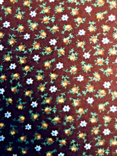 VTG Cranston Ditsy BROWN CALICO w/ Yellow Orange White Florals Cottagecore BTFQ