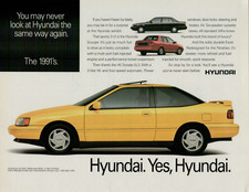 1991 Hyundai Scoupe 2+2 V6 Sonata GLS Excel Lineup Photo VINTAGE PRINT AD