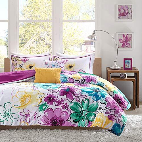 Comforter Set Vibrant Floral Design, Teen Bedding Twin/Twin XL Blue Comforter-image