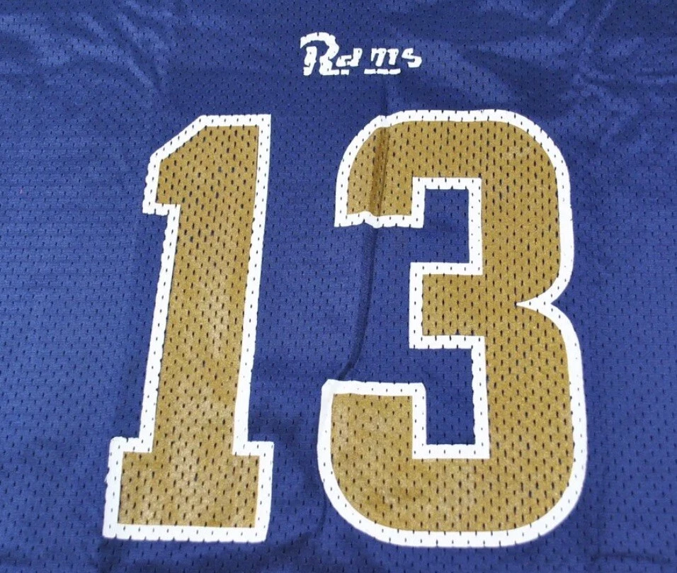 Camiseta deportiva vintage de los St. Louis Rams marca Kurt Warner Champion talla X-grande Foto 4 de 4