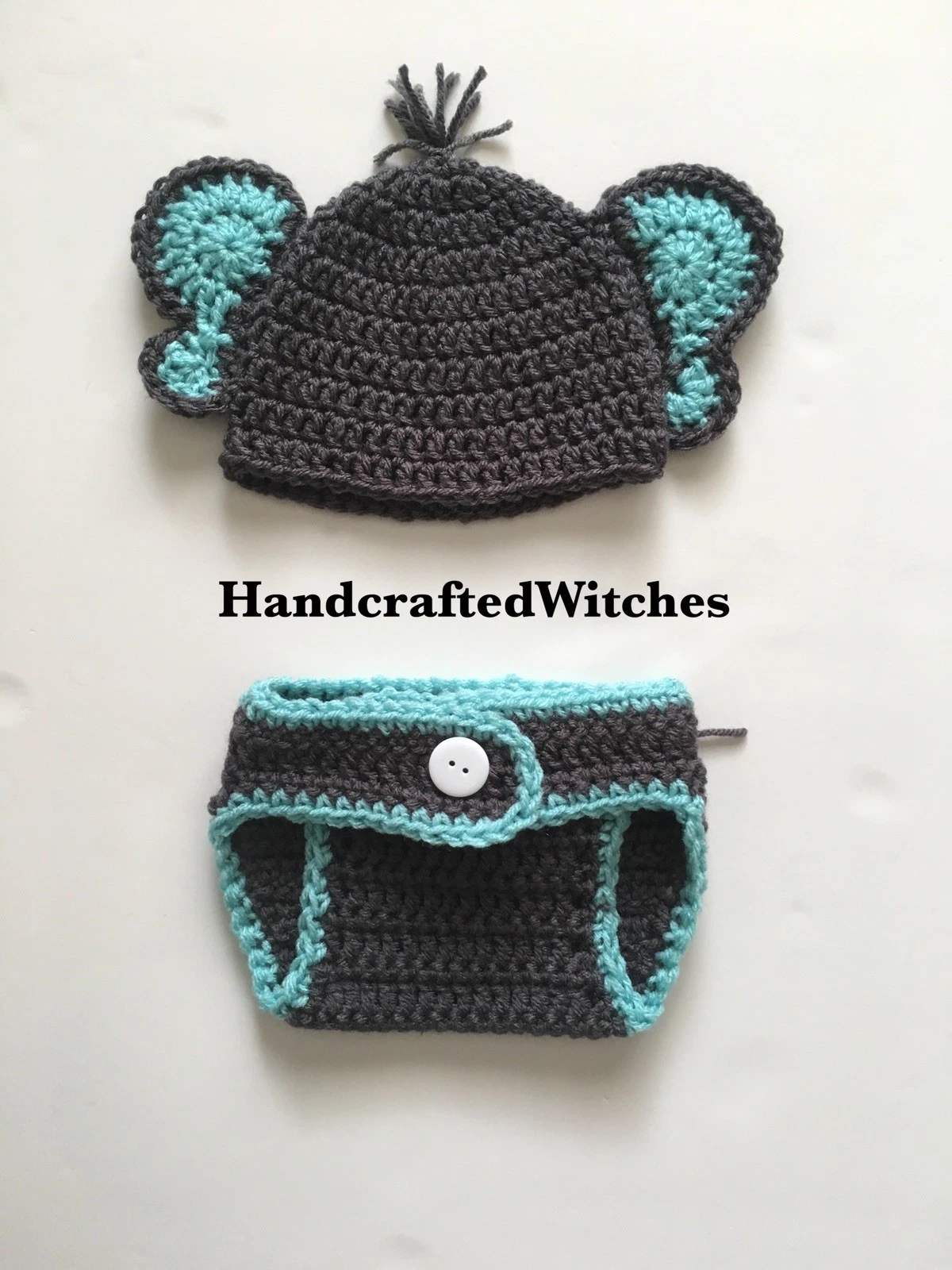 Hand Crochet Elephant Outfit Baby Photography Prop, Newborn Elephant Costume.
